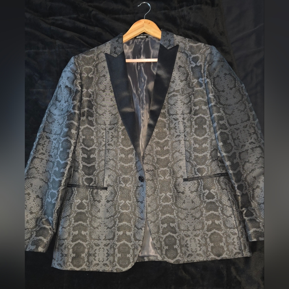 Express Slim Fit Snake Print Suit Jacket & Pants Set – 34x34 Pants - Picture 2 of 6
